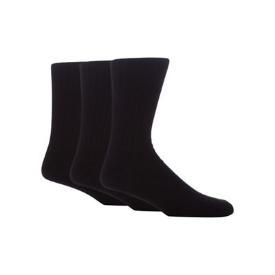Pack of three black ribbed socks with lambswool